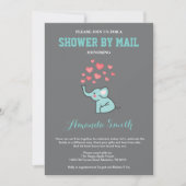 Elephant Baby Shower von Mail Aqua und Grau Einladung (Vorderseite)
