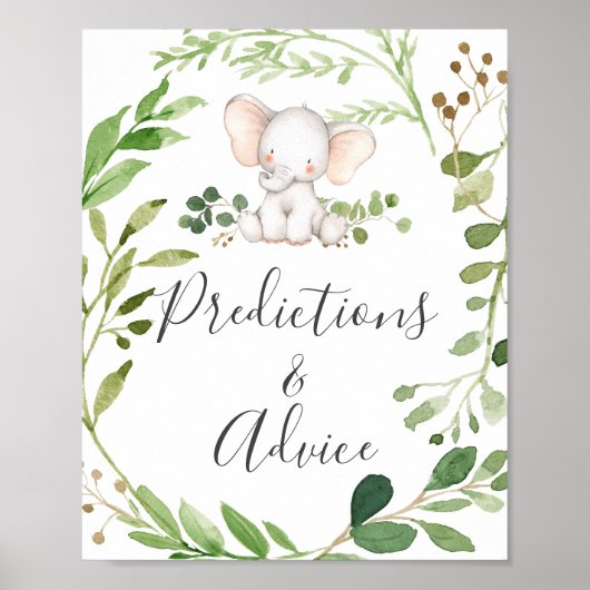 Elephant Baby Shower Vorhersagen und Ratschläge Un Poster (Vorne)