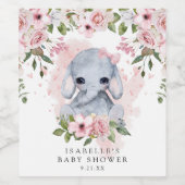 Elephant Baby Shower Weinetikett (Einzelnes Label)