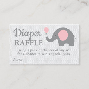 Elephant Baby Shower Windelwalterkarten in rosa Begleitkarte