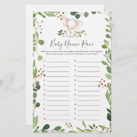 Elephant Baby Showname Race Game (Vorne/Hinten)