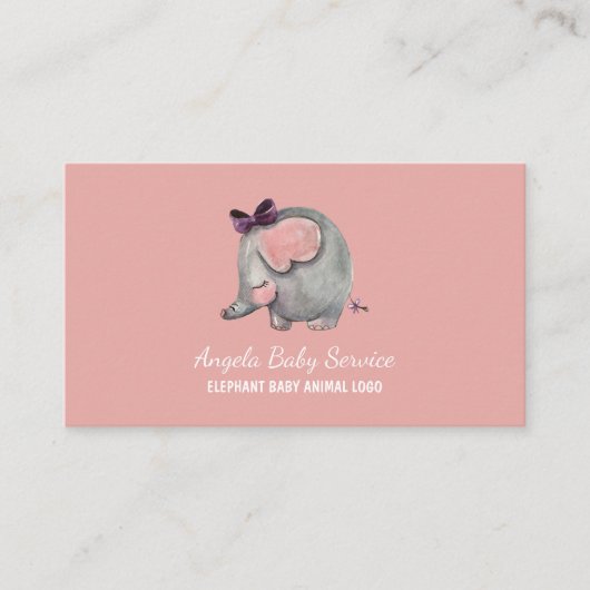 Elephant Baby Sitter Daycare Preschool Teacher Visitenkarte (Vorderseite)