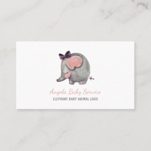Elephant Baby Sitter Pink Daycare Kinderzimmer Visitenkarte