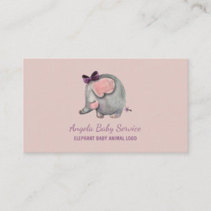Elephant Baby sitter Pink Daycare Teacher Tier Visitenkarte