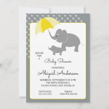 Elephant & Baby, Sonnenschirm-Babydusche Einladung