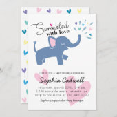 Elephant Baby Sprinkle Einladung (Vorne/Hinten)