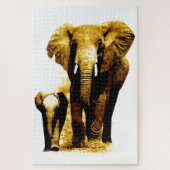 Elephant & Baby - Tiere Art Puzzle (Vertikal)