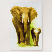 Elephant & Baby - Tiere Art Puzzle (Vertikal)