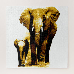 Elephant & Baby - Tiere Art Puzzle