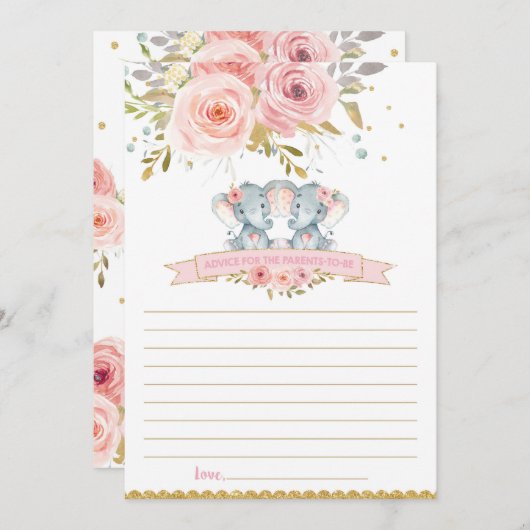 Elephant Baby Twins Ratschläge für Eltern auf Kart Einladung (Vorne/Hinten)