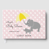 Elephant & Baby Umbrella, Pink Baby Dusche Gästebuch (Vorderseite)