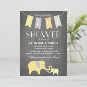 Elephant Baby Yellow | Einladung der Babydusche (Stehend Vorderseite)