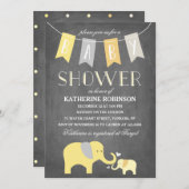 Elephant Baby Yellow | Einladung der Babydusche (Vorne/Hinten)