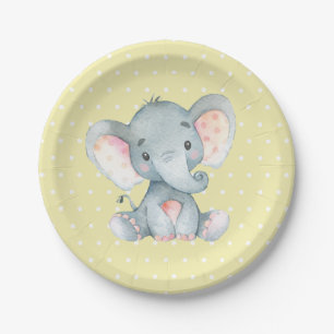Elephant Babydusche gelbes Papierplatte Pappteller