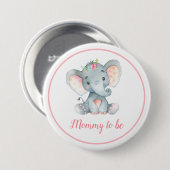 Elephant Babydusche Mama muss Junge Mutter rosa se Button (Vorne & Hinten)