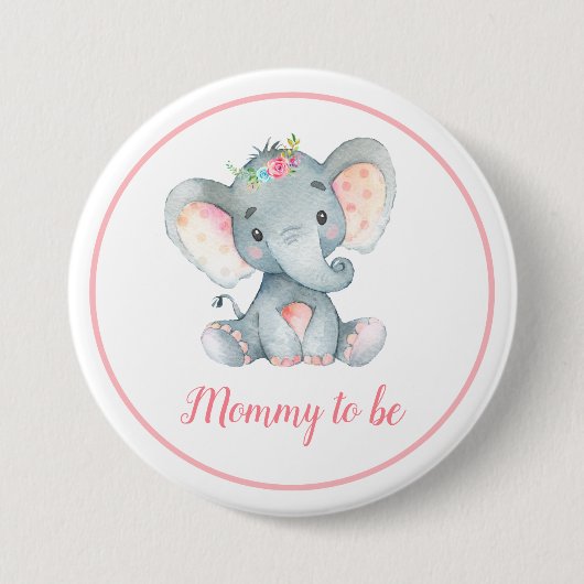 Elephant Babydusche Mama muss Junge Mutter rosa se Button (Vorderseite)