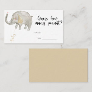 Elephant - Babydusche schätzen wie viele Erdnüsse Begleitkarte