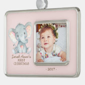 Elephant Baby's 1. Weihnachts-Foto Ornament Rahmen-Ornament Silber (Links)