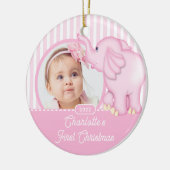 Elephant Baby's First Christmas Foto Keramik Ornament (Links)