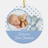 Elephant Baby's First Christmas Foto Keramik Ornament (Vorne)