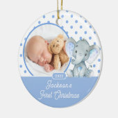 Elephant Baby's First Christmas Foto Keramik Ornament (Links)