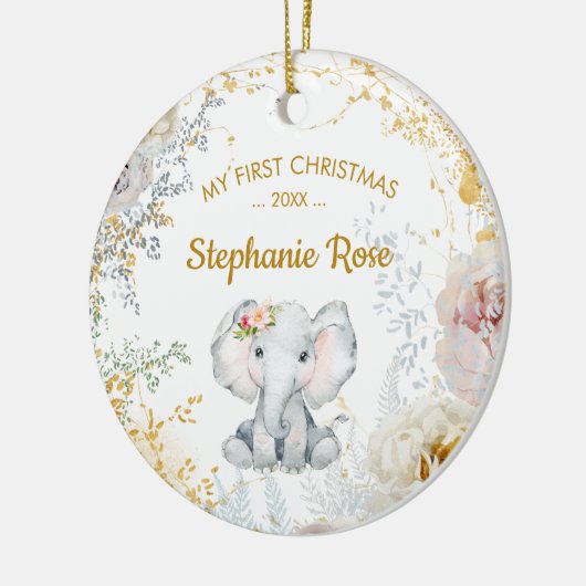Elephant Baby's First Christmas Keramik Ornament (Links)