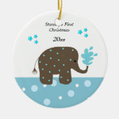 Elephant Baby's First Christmas Keramikornament (Vorne)