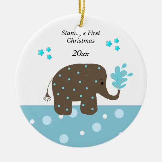 Elephant Baby's First Christmas Keramikornament (Vorne)