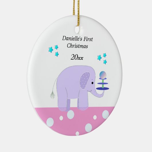 Elephant Baby's First Christmas Keramikornament (Rechts)