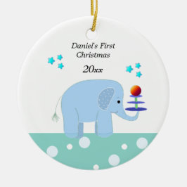 Elephant Baby's First Christmas Keramikornament
