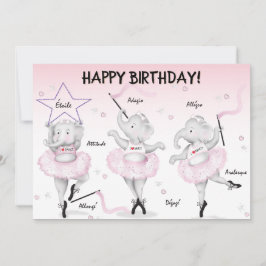 Elephant Ballerina Birthday  Karte