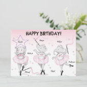 Elephant Ballerina Birthday  Karte (Stehend Vorderseite)