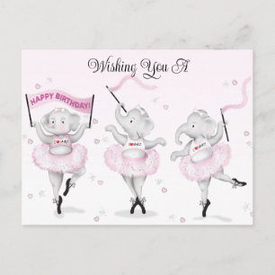 Elephant Ballerina Dance Geburtstag Postkarte