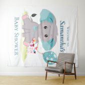 Elephant Ballon Girl Baby Dusche Hintergrund Wandteppich (Beispiel (Horizontal))