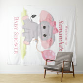Elephant Ballon Girl Baby Dusche Hintergrund Wandteppich (Beispiel (Horizontal))