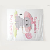 Elephant Ballon Girl Baby Dusche Hintergrund Wandteppich (Vorderseite (Horizontal))