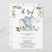 Elephant Ballon Oh Junge Dusche Einladung (Vorne/Hinten)