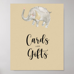 Elephant Ballonkarten und Geschenke Babydusche Poster