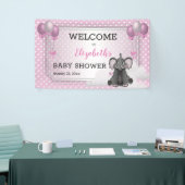 Elephant | Ballons | Dots Girl Pink Babydusche Banner (Messeveranstaltung)