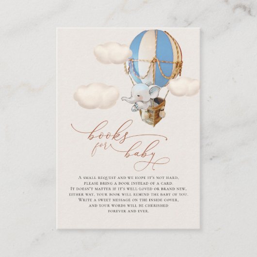 Elephant Balloon Baby Books Enclosure Card Begleitkarte (Vorderseite)