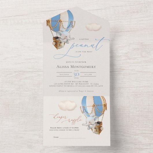 Elephant Balloon Baby Dusche in einer Einladung (Innen Boden)