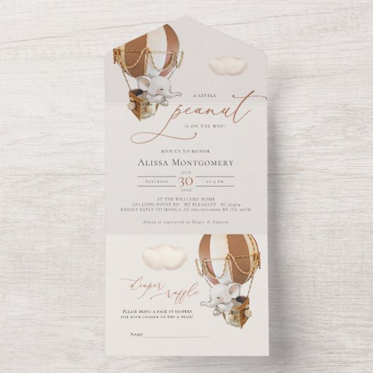 Elephant Balloon Baby Dusche in einer Einladung (Innen Boden)