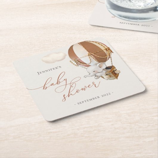 Elephant Balloon Baby Dusche Rechteckiger Pappuntersetzer (angewinkelt)