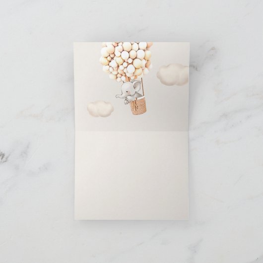 Elephant Balloon Baby Dusche Vielen Dank Dankeskarte (Innenseite)