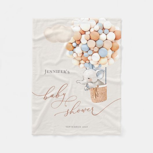 Elephant Balloon Baby Shower Fleece Blanket (Vorderseite)