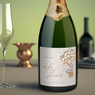 Elephant Balloon Baby Shower Sparkling Wine Label Schaumweinetikett
