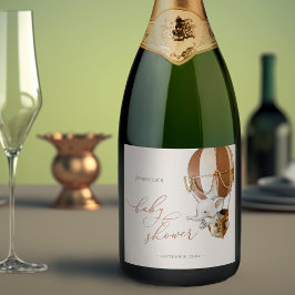 Elephant Balloon Baby Shower Sparkling Wine Label Schaumweinetikett