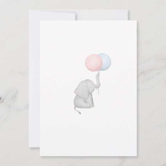Elephant Balloon Gender Reveal Einladung (Rückseite)