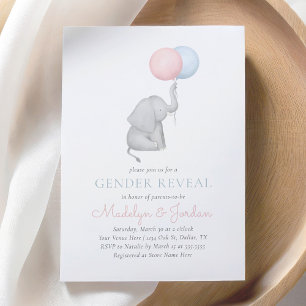 Elephant Balloon Gender Reveal Einladung