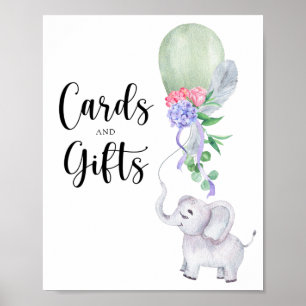 Elephant & Balloon Karten und Geschenke Babydusche Poster